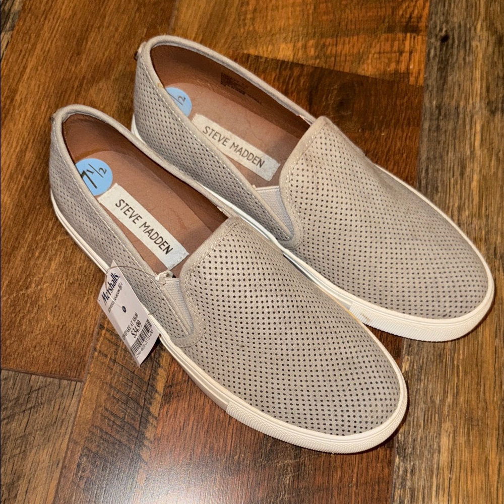 Steve Madden Taupe Perforated Women’s Loafers